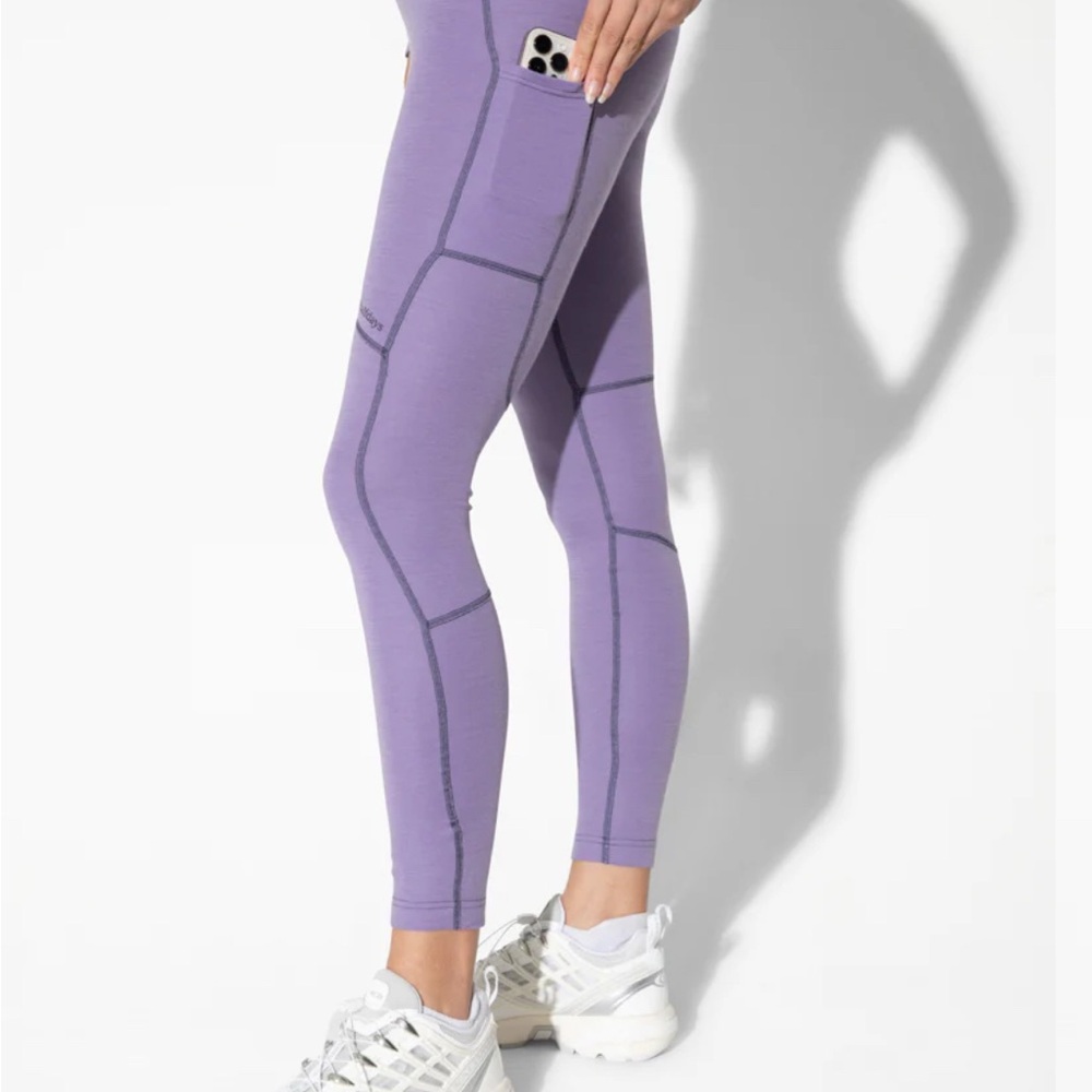 Halfdays Hallie midweight merino base layer leggings in “disco” small